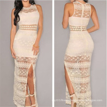 Sexy Womens Crochet Lace Long Evening Dress (50136)